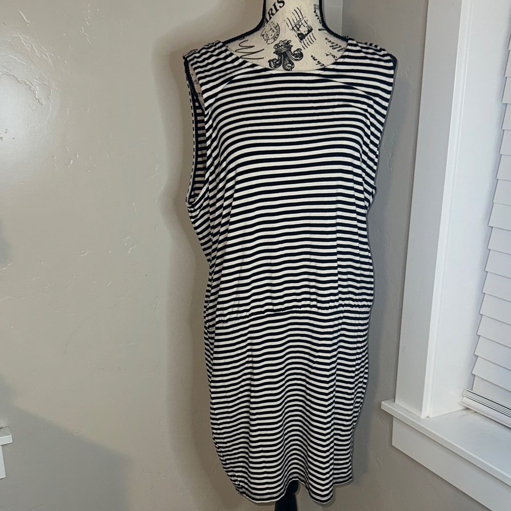 Bar III Black and White Striped Midi Dress